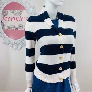 Brooks Brothers /Navy Blue White Striped Cardigan